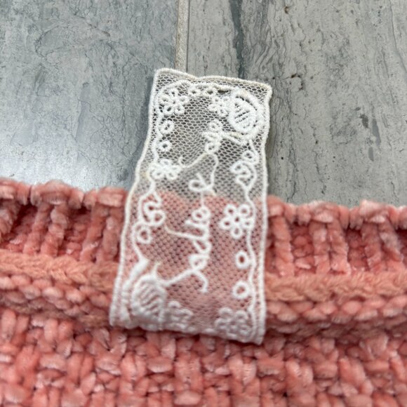 Sadie & Sage Cropped Chenille Knit Sweater Pink Size Medium - Picture 2 of 8